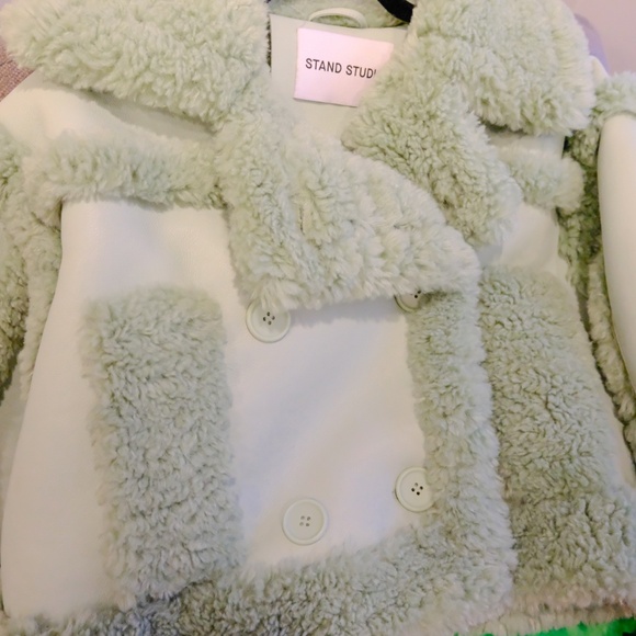 STAND STUDIO SSENSE Exclusive Green Kristy Faux-Shearling Jacket - Picture 4 of 4